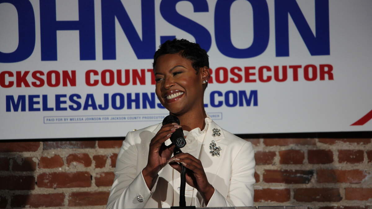 Melesa Johnson gives a speech after she was elected Jackson County prosecutor on Nov. 5, 2024.