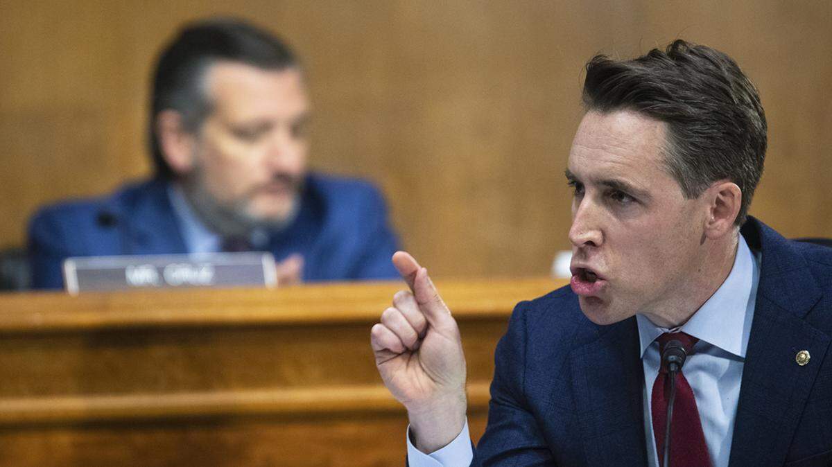 Sen. Josh Hawley, who did not serve in the military, is at odds with GOP colleagues such as Sen. Joni Ernst of Iowa, a veteran.