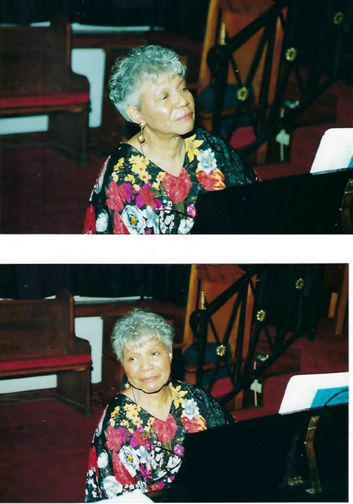Erma Williams at a piano.