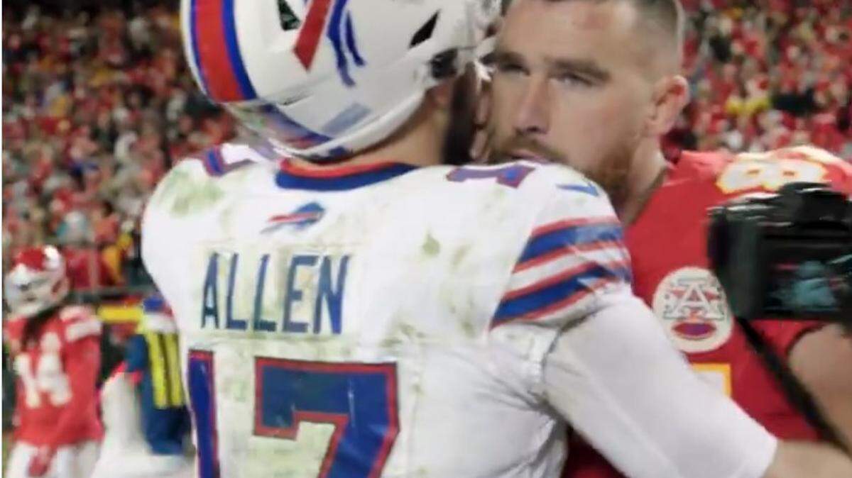Josh Allen and Travis Kelce after Sunday’s game.