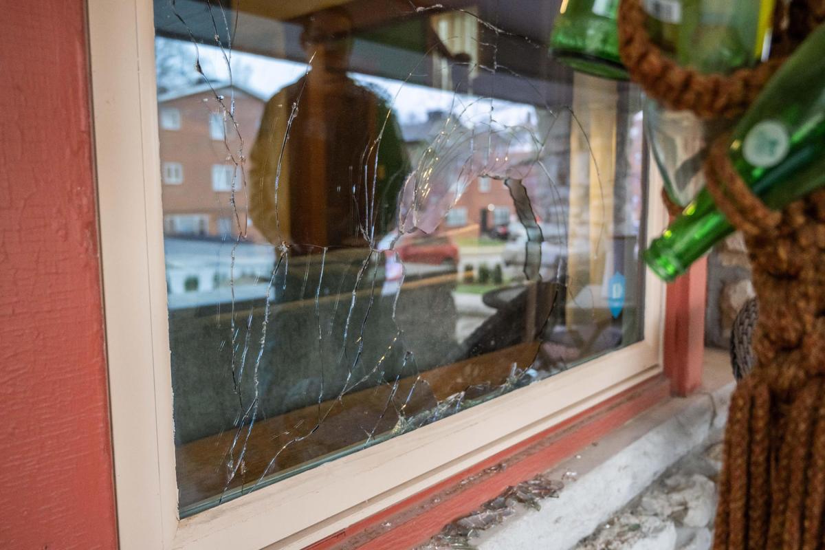 A stray bullet shattered the front window of Roger Keyes’ home on Harrison Street on Tuesday night, March 18, in a shootout that left two people die on the street next to his home.