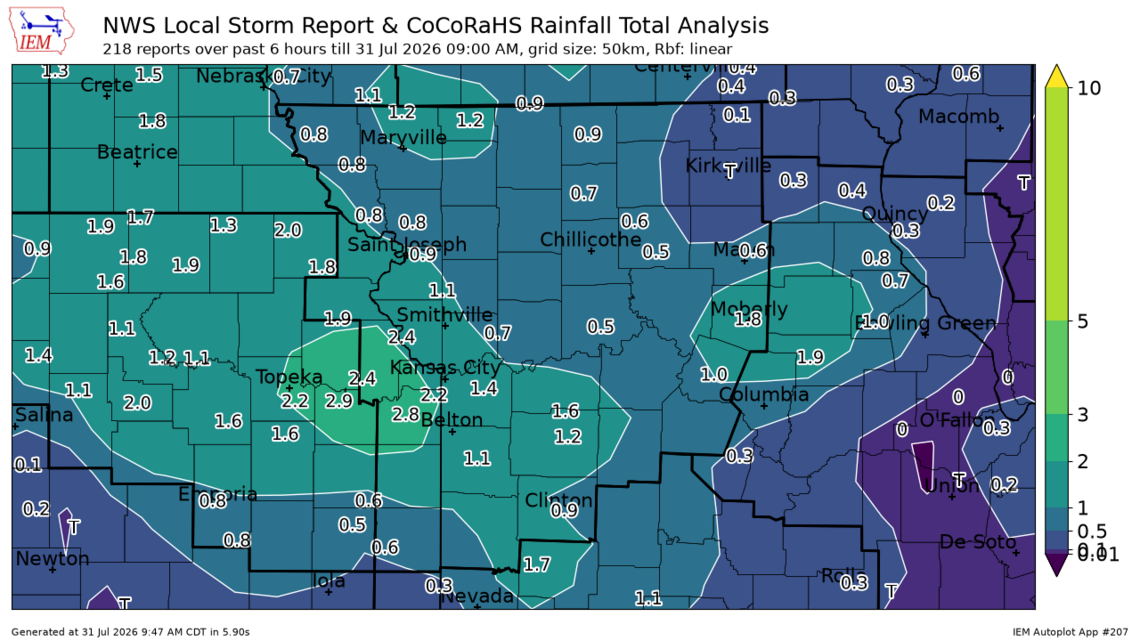 See rainfall totals in your area after Kansas City is soaked by quick-hitting downpours