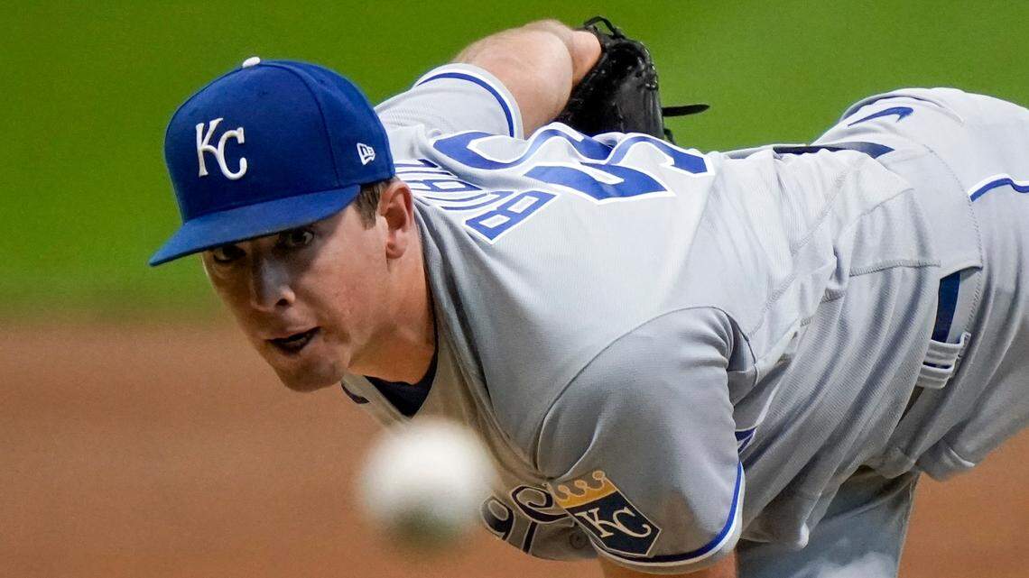 Kansas City Royals starting pitcher Kris Bubic throws during the first inning against the Milwaukee Brewers on Saturday, Sept. 19, 2020, in Milwaukee.