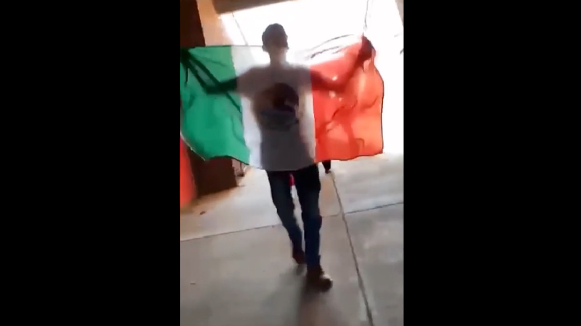 A bus driver refused to let Rock Island High School soccer players in Illinois board the bus with a Mexican flag so the entire team got off and missed a game, officials said. Screengrab from WHBF.