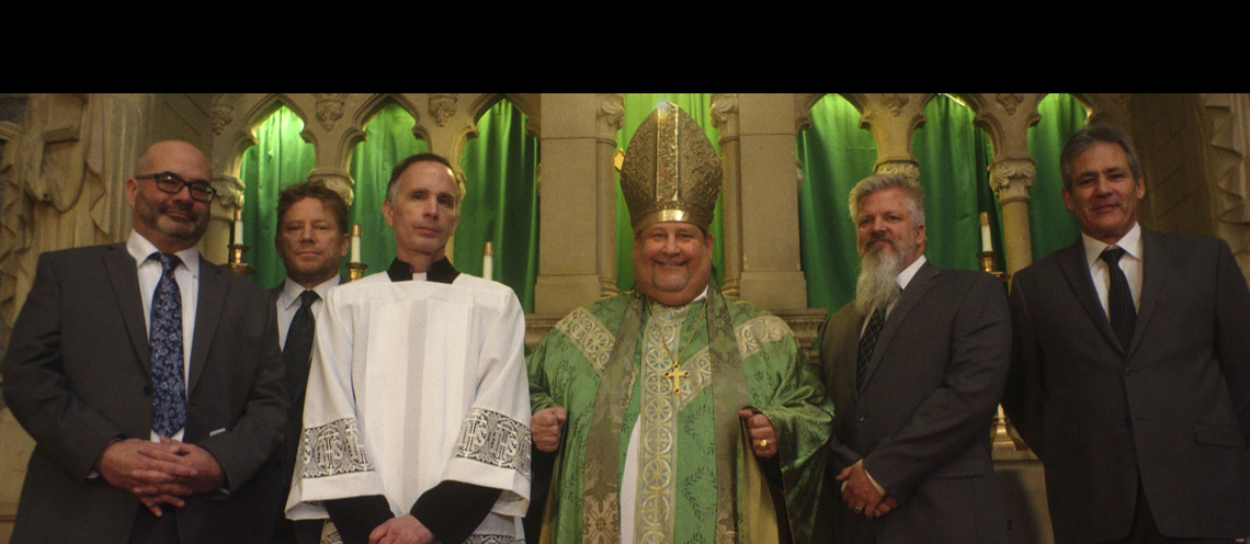 The cast of “Procession,” from left, Joe Eldred, Ed Gavagan, Michael Sandridge, Tom Viviano, Dan Laurine and Mike Foreman. 
