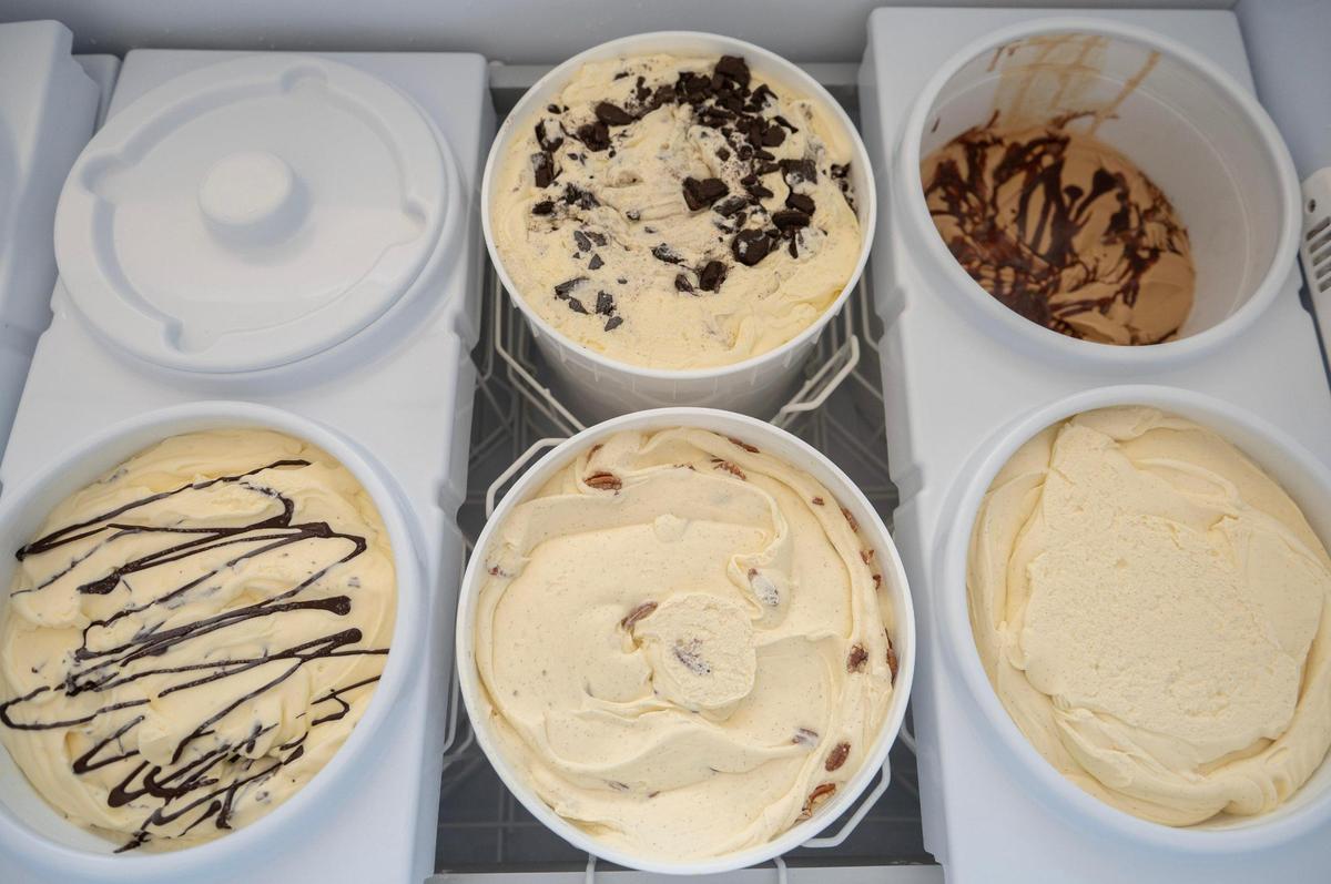 Ice cream flavors at French Custard include cookies and cream, mocha mudslide, mint, butter pecan and French vanilla.