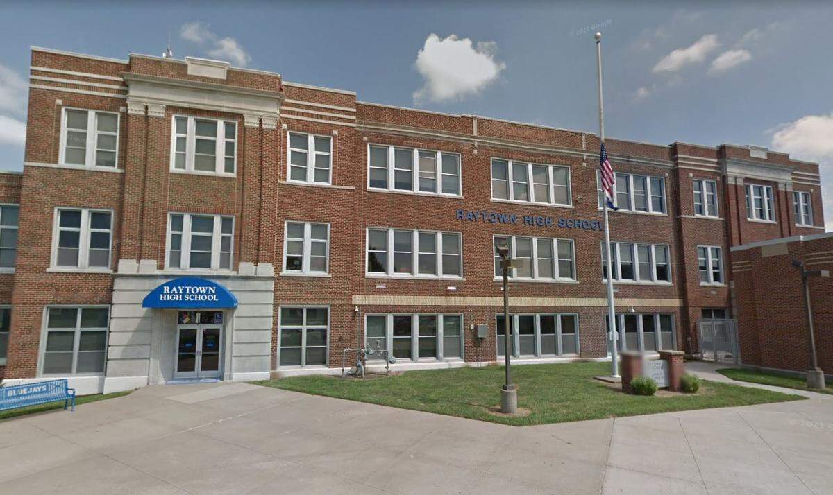 Raytown High School, shown in an August 2011 image from Google Maps street view.