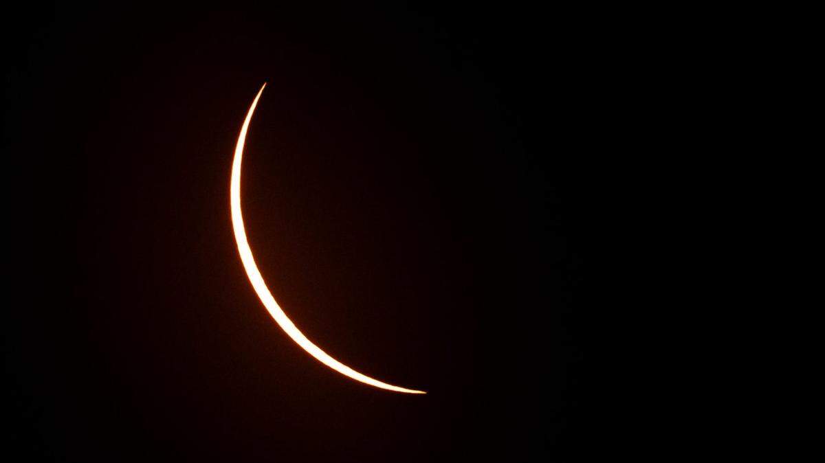 The solar eclipse as seen from Fort Donelson National Battlefield in Dover, Tennessee on Monday, April 8, 2024.