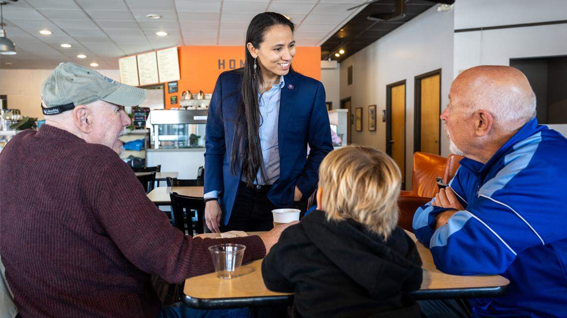 Rep. Sharice Davids grew up with a single mother who had to put items back on the shelf at the grocery store. She knows what affordability means.