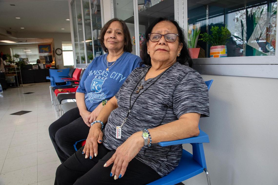 Lucy Santoyo, left, and Angela Esteban say they have their concerns about changes that may be made to the Social Security Administration by the Trump administration. Santoyo, 64, gets disability payments from the SSA while Esteban, 72, depends on her SSA benefits to help her live in her retirement. They were at the Don Bosco Senior Center on Thursday, March 27, 2025.