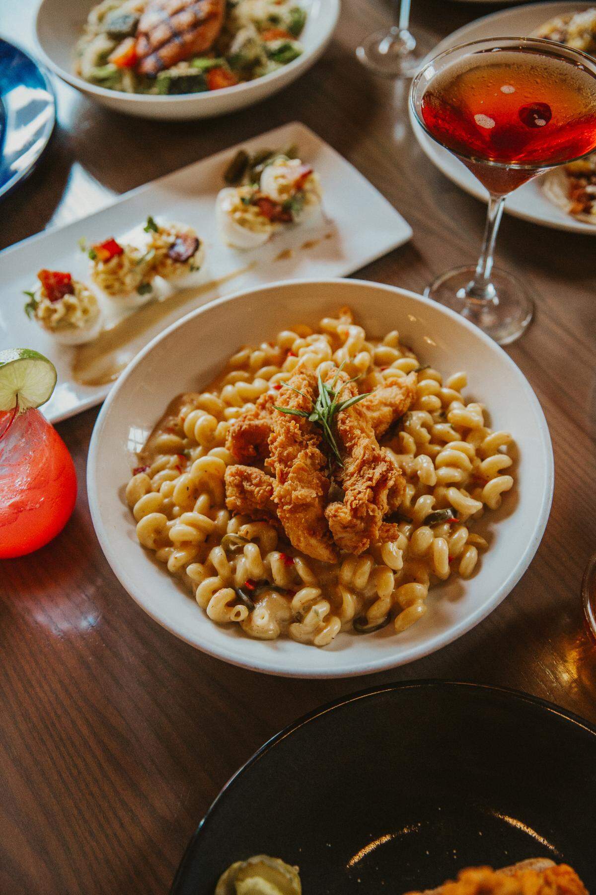 Third Street Social’s fried chicken mac-n-cheese.
