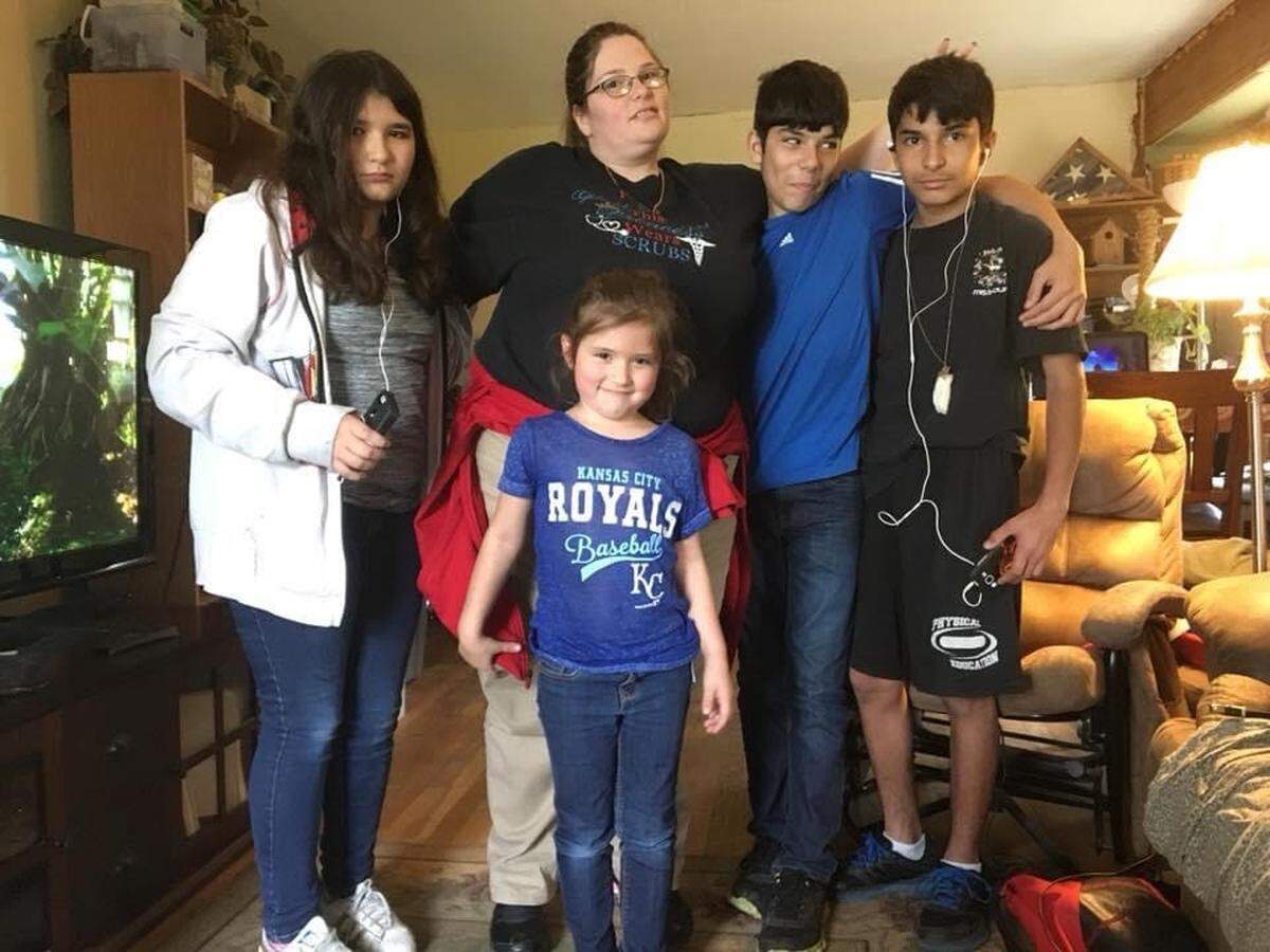 Gabriel Valdez, in blue, is pictured in a photo beside his mother, Jennifer Maldonado, and his siblings Yessica, Christina and TJ.