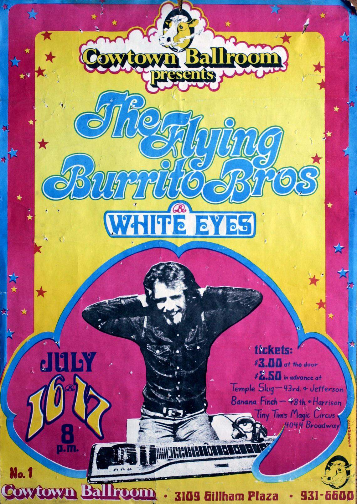 A poster of the Cowtown Ballroom’s first show July 16-17, 1971.