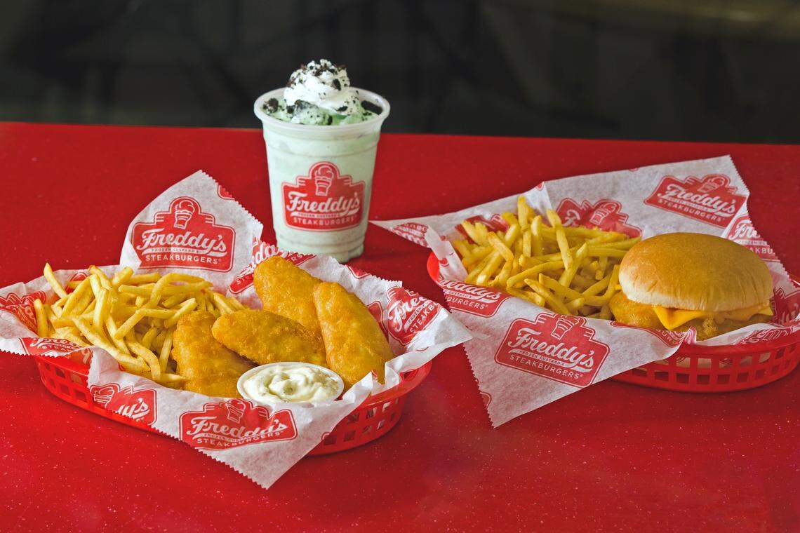 Freddy’s Frozen Custard & Steakburgers has fish sandwich, and fish and chip specials.