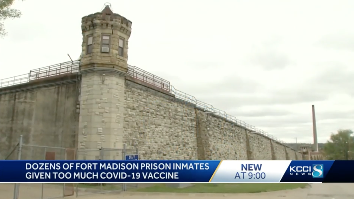 The Iowa Department of Corrections said 77 inmates were over-vaccinated for COVID-19 at the state penitentiary in Fort Madison.