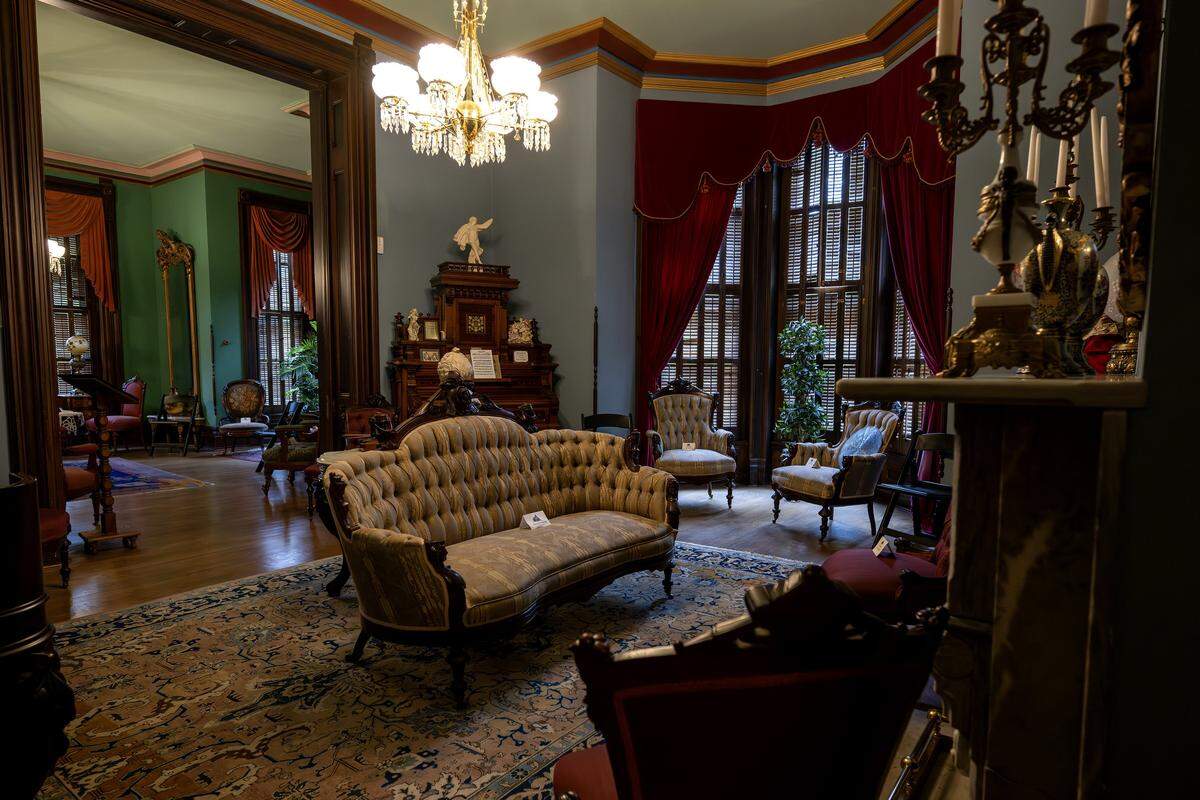 A music room is seen at the Vaile Mansion at on Tuesday, May 5, 2026, in Independence.