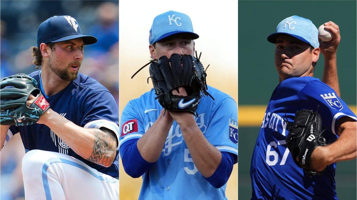 KC Royals pitchers (left to right) Alec Marsh, Brady Singer and Seth Lugo all throw sweepers, a pitch that has made a recent resurgence in MLB.