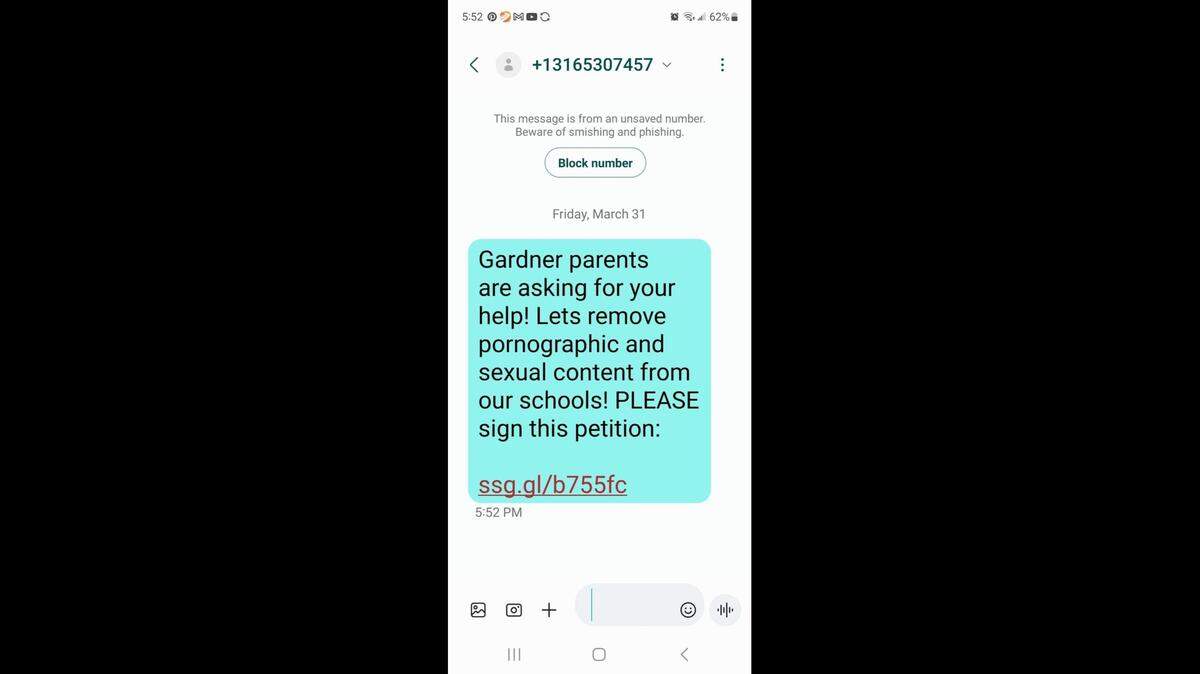 A mass text went out to Johnson County residents asking them to join the effort to ban books in the Gardner Edgerton school district.
