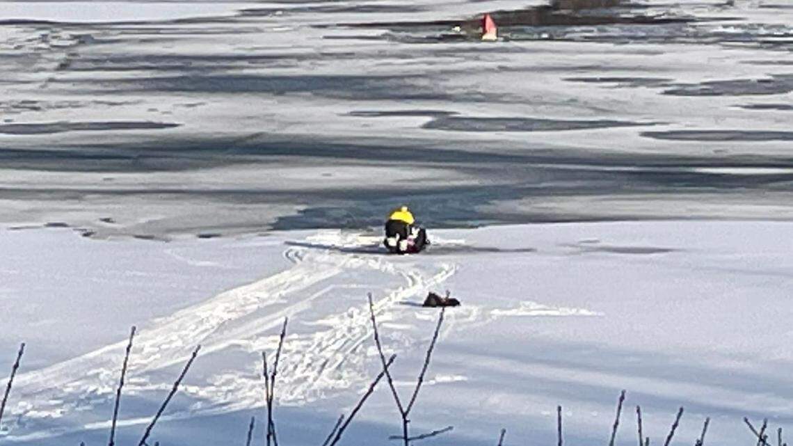 Firefighters rescued a cross-country skiier who fell through the ice on the Mississippi River in Minnesota.