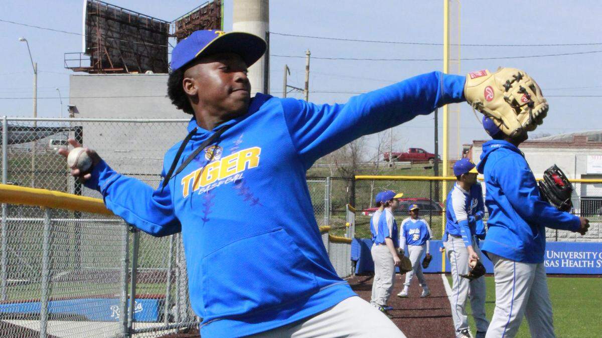 Lincoln Prep’s Lee Allen Jr. throws during a recent workout at the high school field.