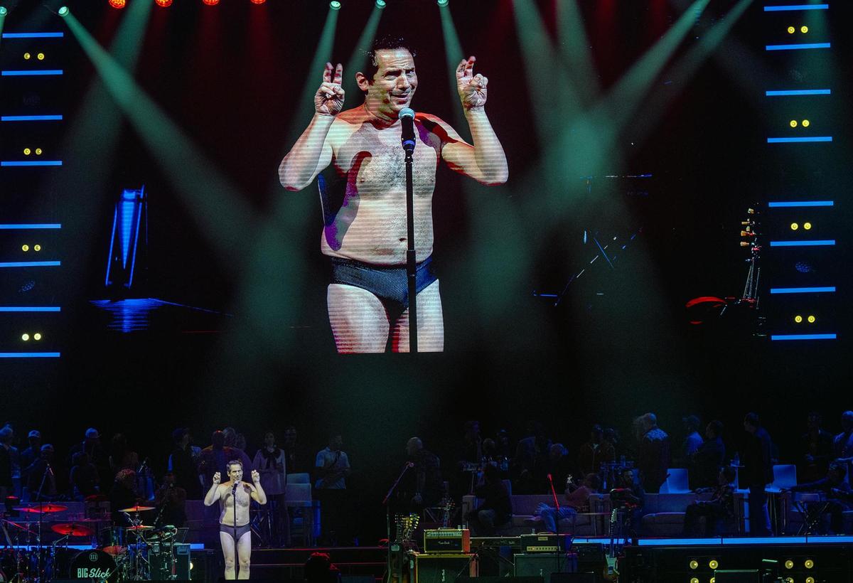 Comedian Seth Herzog stripped on stage at the Big Slick Show on Saturday, May 31, 2025, at the T-Mobile Center in Kansas City.