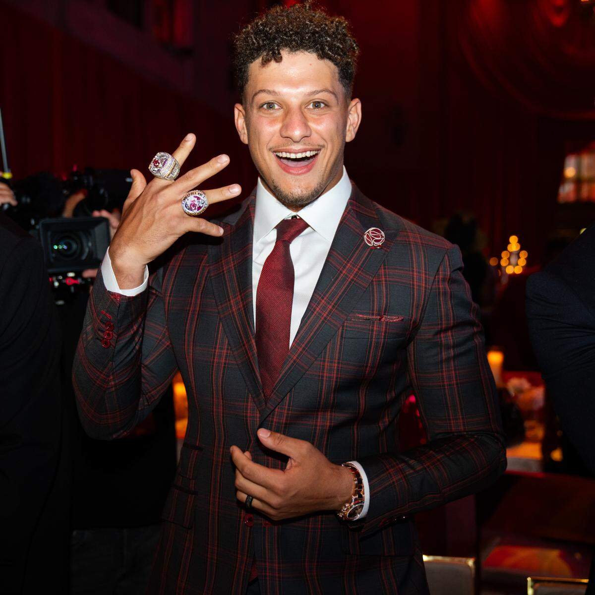 Patrick Mahomes with his rings.