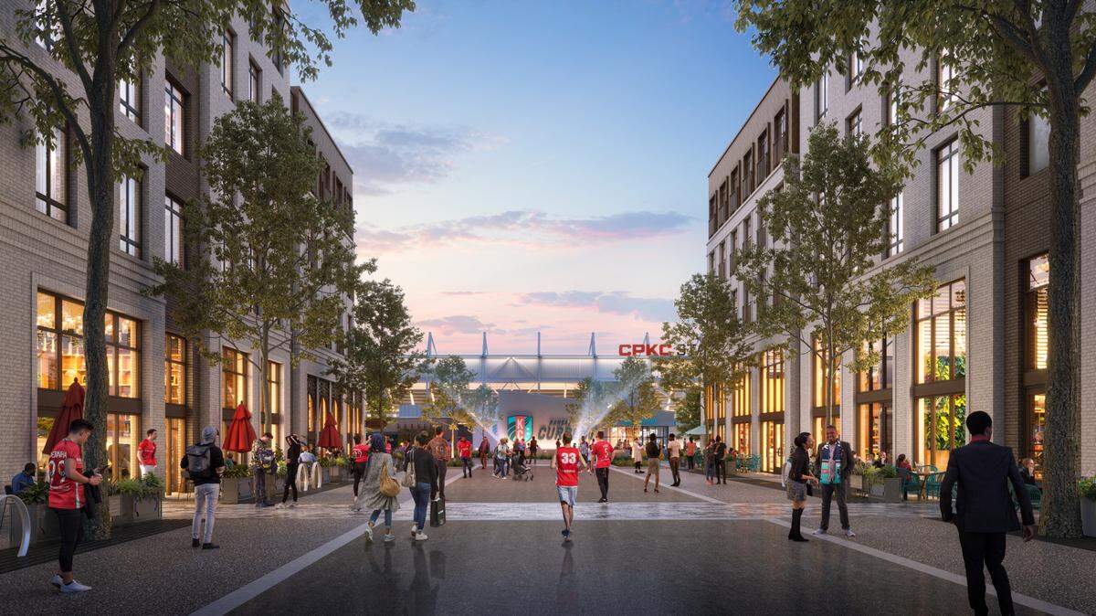 Renderings of the planned development along Kansas City’s Berkley Riverfront