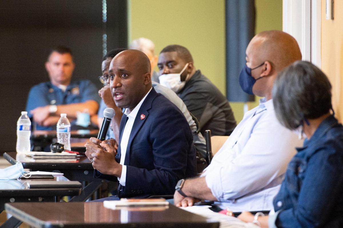 Kansas City Mayor Quinton Lucas addresses the crime issues at 18th and Vine District during a meeting at Black Archives of Mid-America Friday, June 26, 2020.