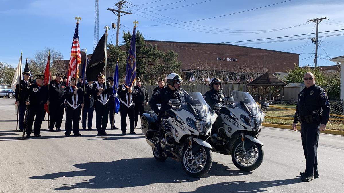 The VFW Post 5789 Color Guard marched in the parade.