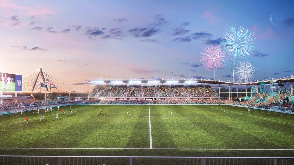 A render of the new Kansas City Current stadium coming to Berkley Riverfront in 2024.