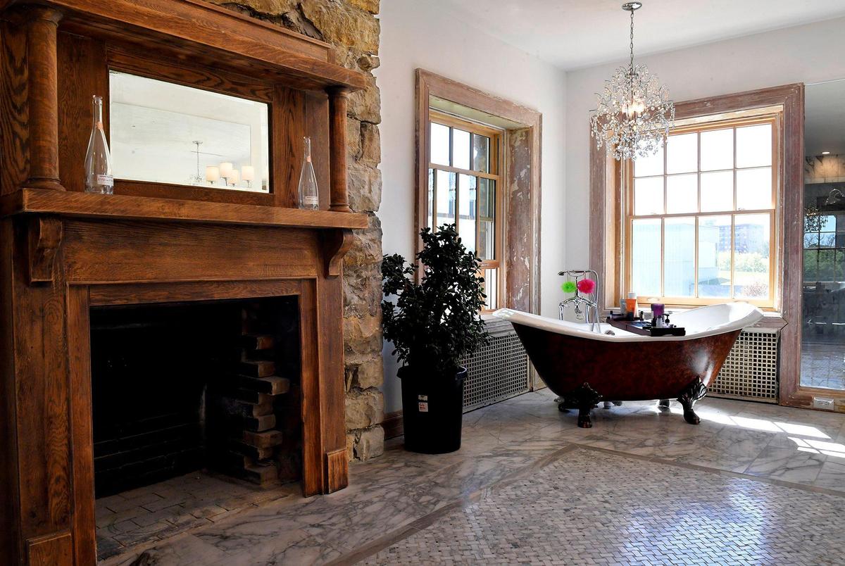 The renovated master bathroom inside the former Kirkwood mansion.