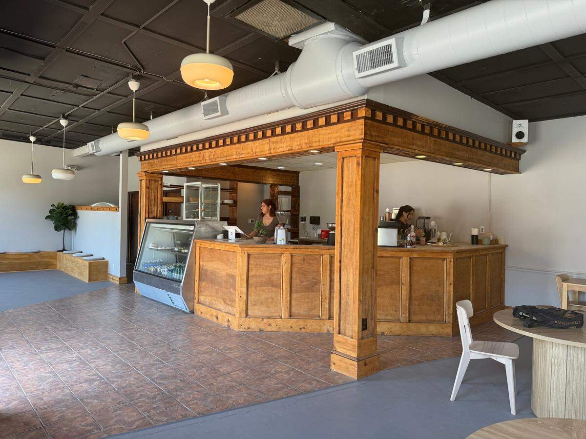 Chambre Coffee is decorated with earth tones and minimalist accents.