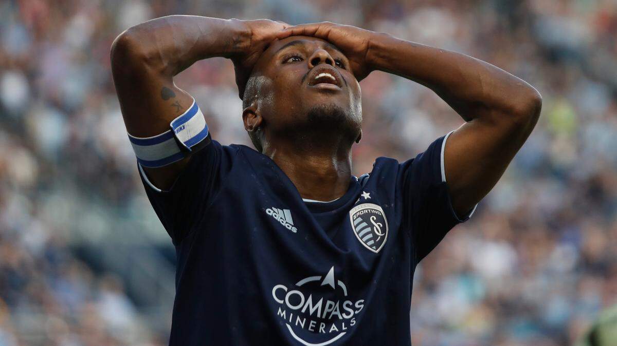 Sporting Kansas City’s Gadi Kinda reacts during the game at Children’s Mercy Park on June 17, 2023.