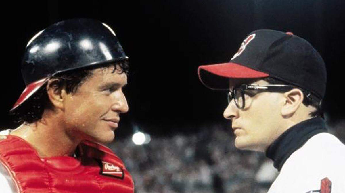Tom Berenger and Charlie Sheen in the 1989 baseball comedy movie "Major League"