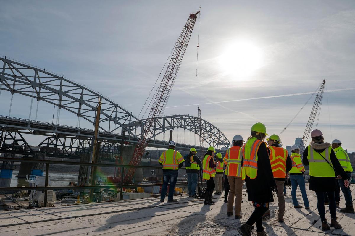 The design-build team for the replacement of the Buck O’Neil Bridge led media on a tour of the construction site up close during a press conference for the project in Kansas City on Monday.. They discussed the major road closures that will be taking place in the upcoming months.