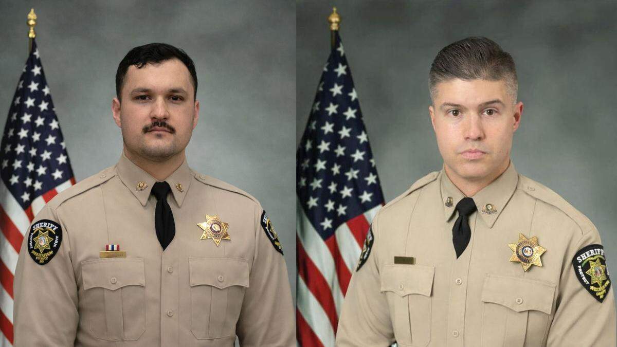 Christian County, Missouri, Sheriff deputies Gabriel Ramirez, left, and Michael Hislope were identified as the two law enforcement officers shot and killed, one in a traffic stop last month, and the other in a shootout with the suspect hours later.