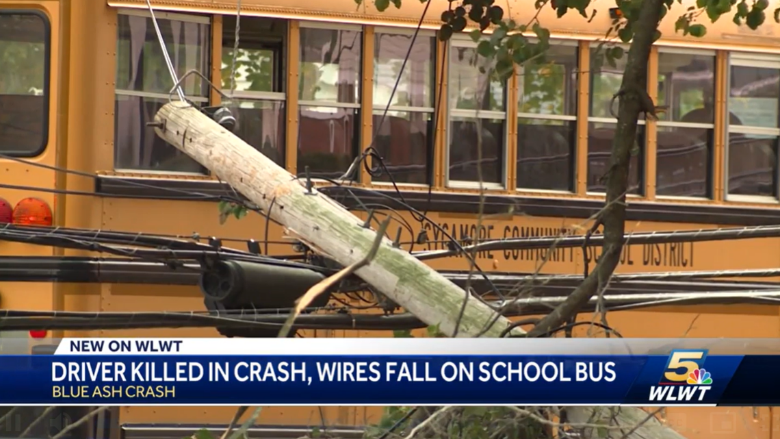 Power lines fell onto a school bus after a deadly crash in Blue Ash, Ohio, according to police.