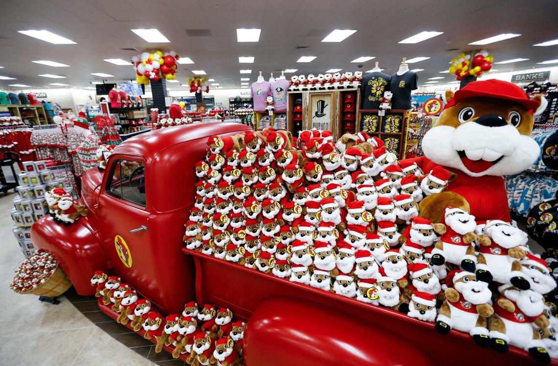 No shortage of Buc-ee Beaver plush toys for sale.