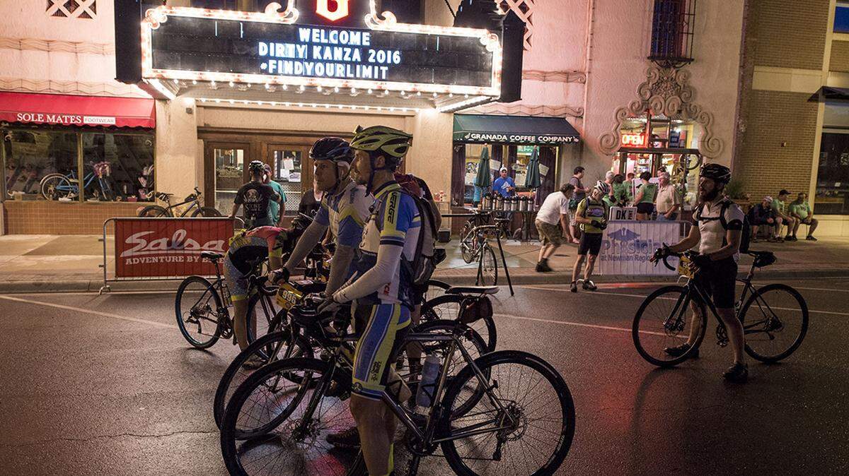 It was still dark when riders began gathering at the starting line during Dirty Kanza 200, a 200 mile bike race through the Flint Hills on June 4.