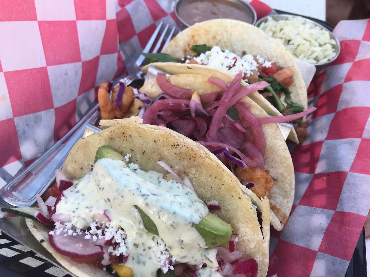 Taco Republic’s street tacos. Order three and get ranchero beans and cilantro rice.