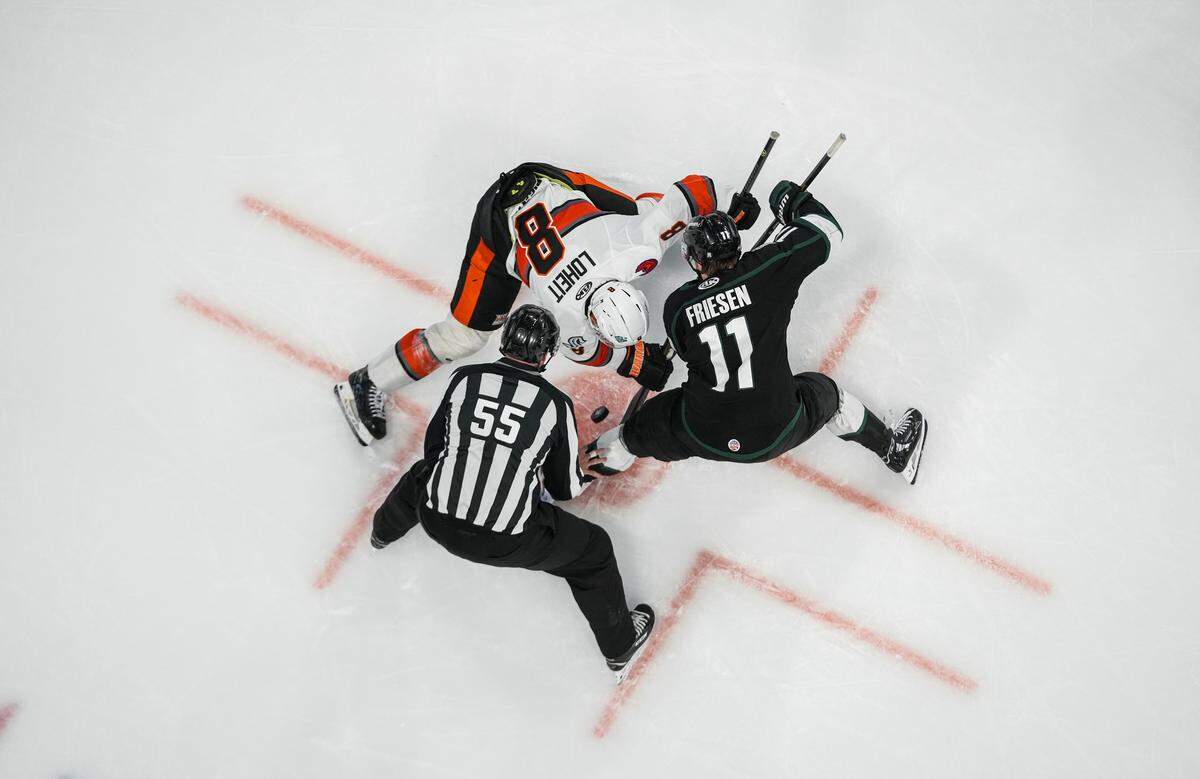 The Kansas City Mavericks and Utah Grizzlies faced off during an ECHL hockey game at Cable Dahmer Arena in Independence, Missouri, on Saturday, Dec. 20, 2025.