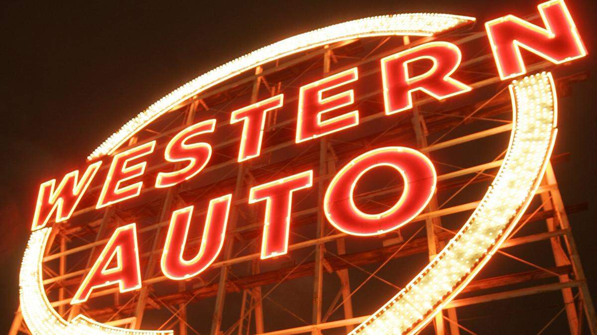 The iconic Western Auto sign, seen in this file photo, is being restored and should come back to life in mid-to-late summer 2018.