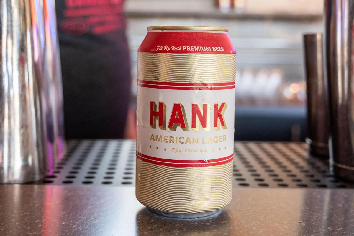 Hank American Lager is the house beer at Hank’s Garage and Grill, which is opening Thursday.