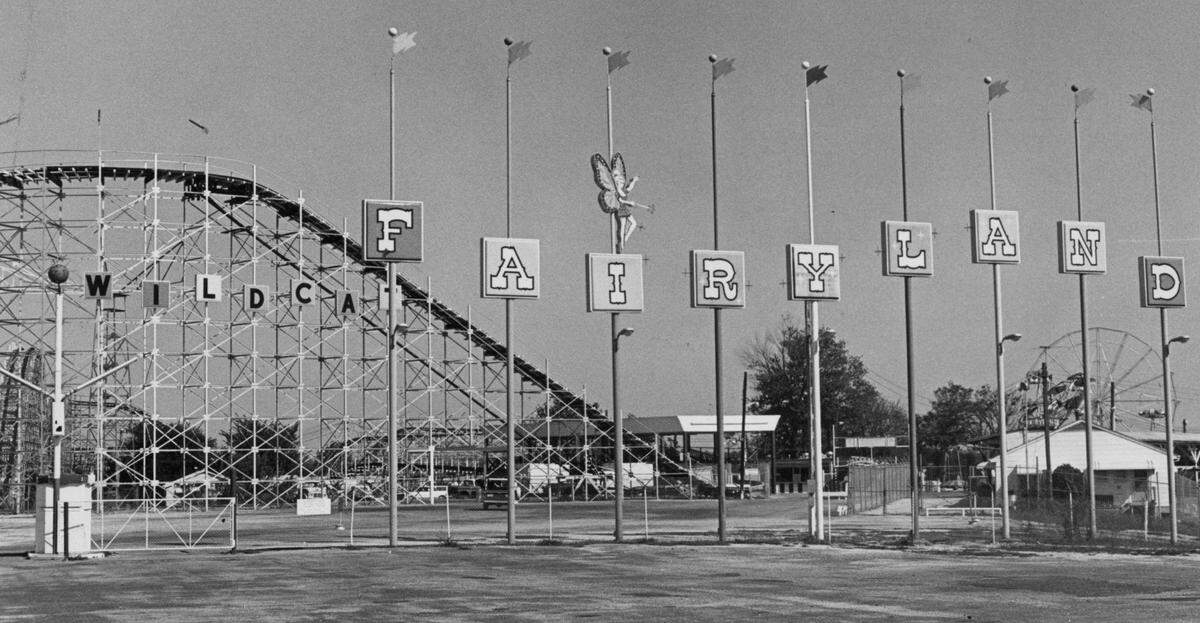 Fairyland Park operated on 80 acres at the southern terminus of the Prospect Avenue streetcar line at 75th Street from 1923 to 1977. The Wildcat roller coaster was added in 1967.