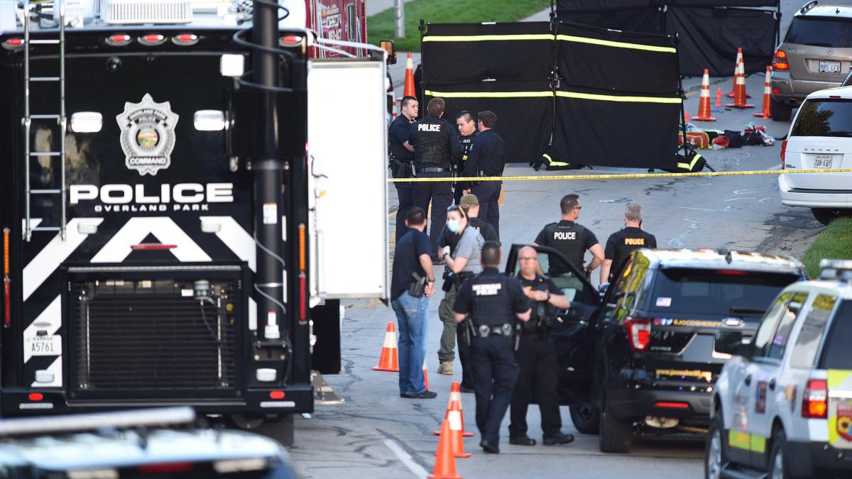 Overland Park police responded to a shootout Sunday that left an officer and a suspect dead near 123rd and Mackey streets.