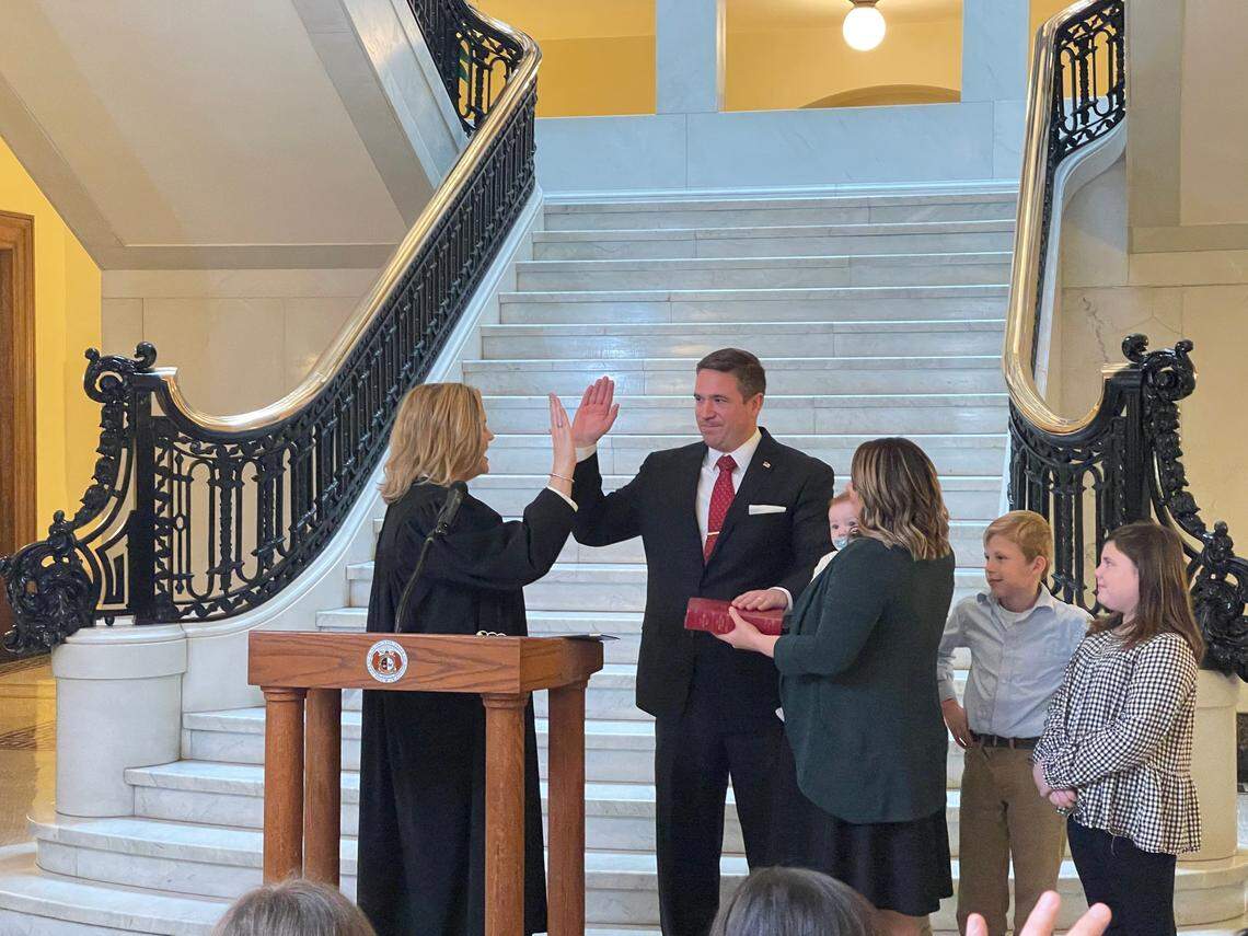 Andrew Bailey was sworn in as Missouri’s new attorney general during a ceremony in Jefferson City in January.