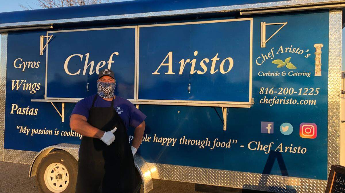 Aristo Camburako has been working in his Greek-American food truck since October, after being furloughed from his job as a chef. He serves Greek food, pasta and chicken wings, along with his father’s recipe for tzatziki sauce.