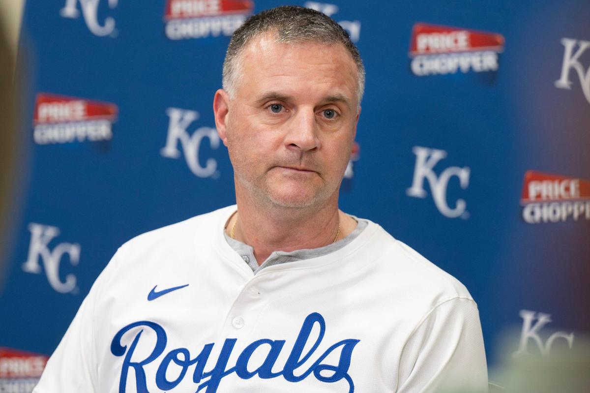 Kansas City Royals manager Matt Quatraro takes questions from the media during a press conference at Kauffman Stadium on Saturday, Feb. 1, 2025, in Kansas City.