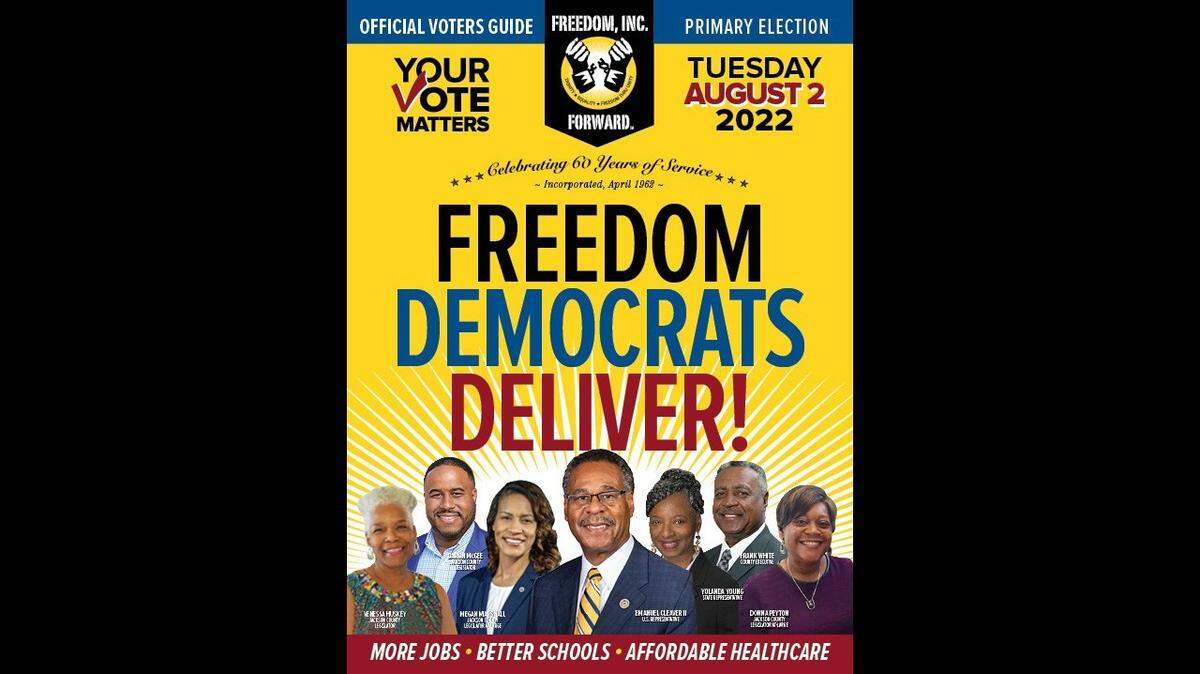 The political club Freedom Inc.’s 2002 primary election flyer. Candidates backed by the club in Tuesday’s primary for the Jackson County Legislature were successful.
