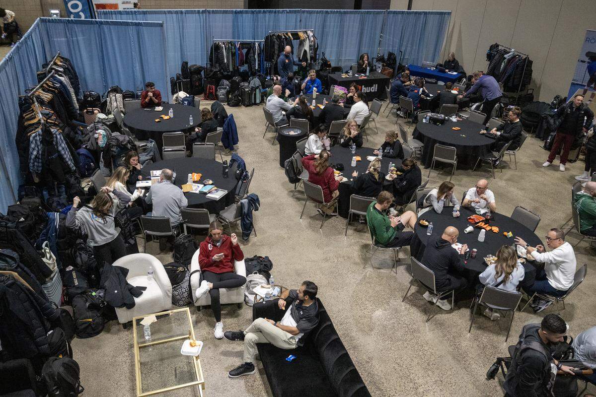 An area was set aside for college scouts at The&nbsp;Triple Crown NIT, an elite-level youth volleyball tournament at Bartle Hall at the&nbsp;Kansas City Convention Center on Sunday, Feb. 15, 2026. More than 1,000 scouts were attending the four-day event. 